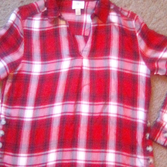 St. John Bay Woman Buttons y2kFront Long Sleeves Plaid Boho Shirt Top Size S - Picture 3 of 8